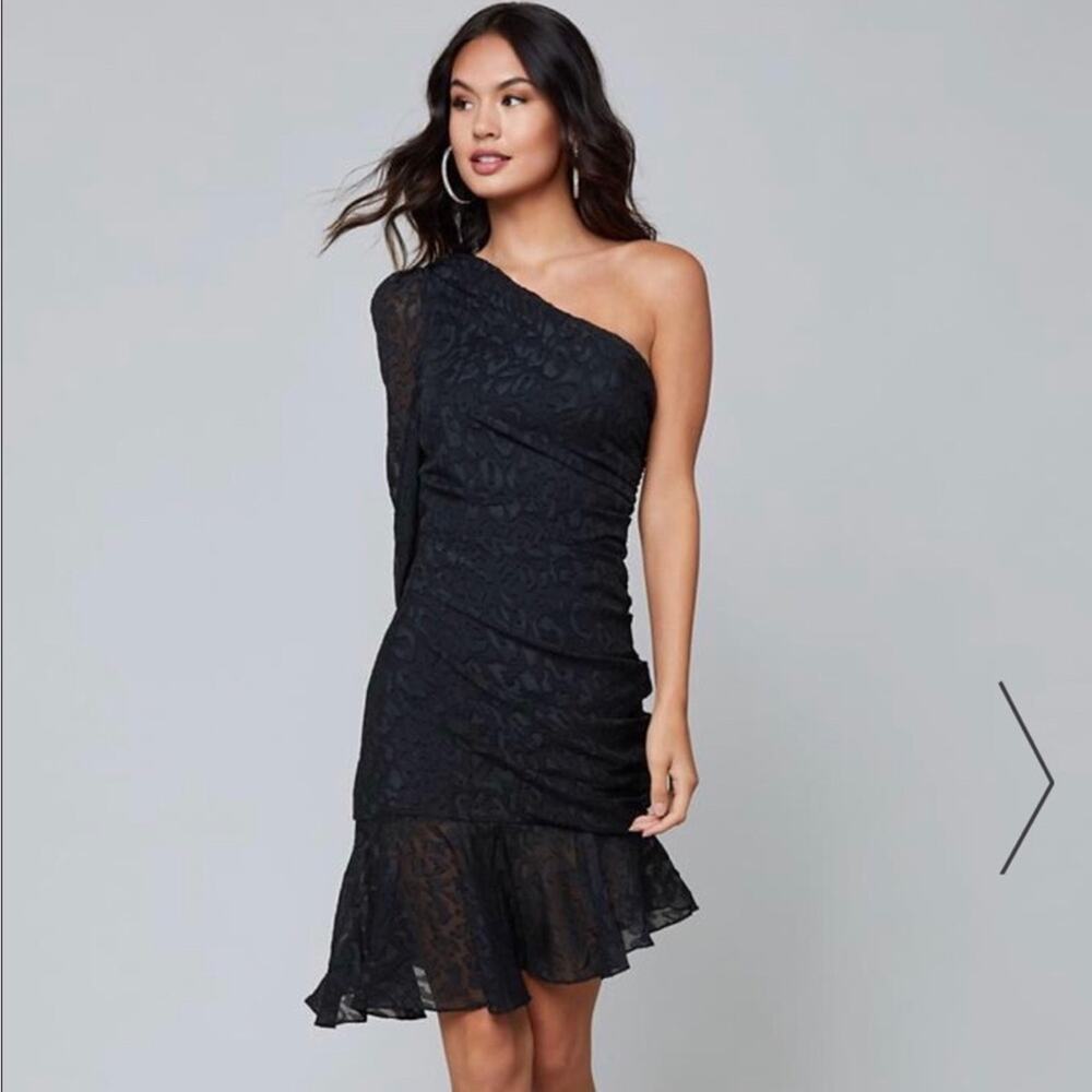 Bebe Amelia Asymmetrical Ruched Dress
